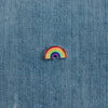 rainbow enamel pin denim