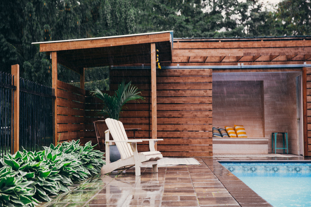 rainy day poolside