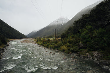 rapids in creek through mountains