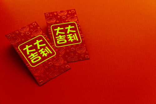 red envelopes on a red background