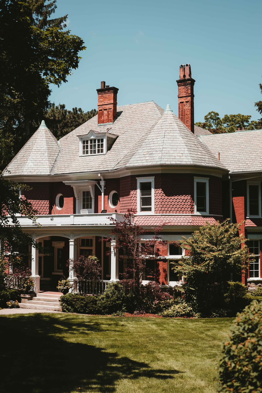 red house in the sun