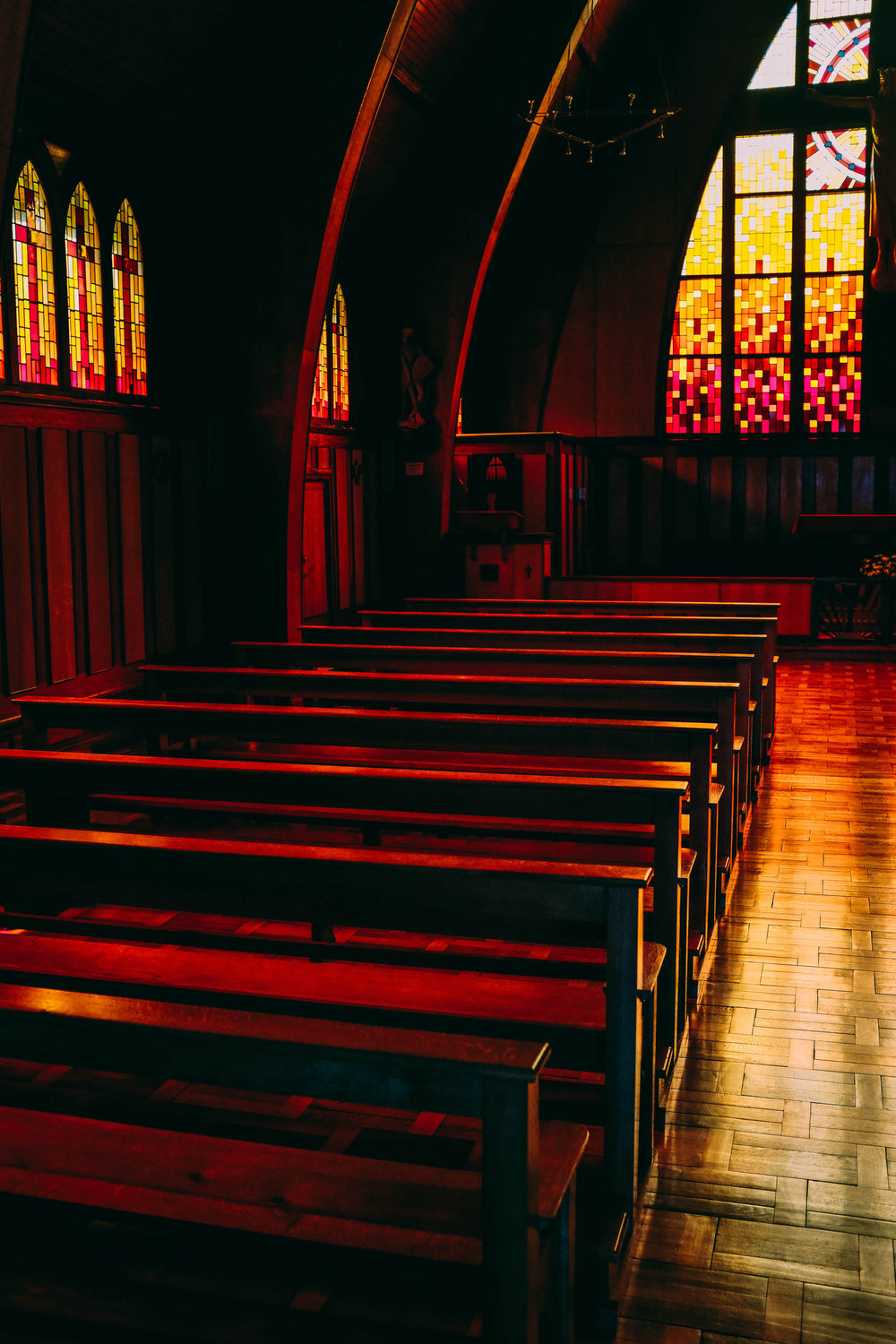 red light in church