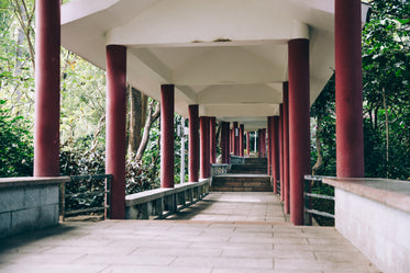 red pillar in walkway