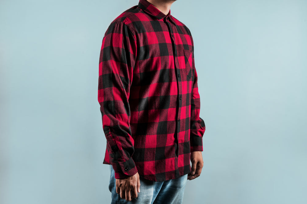 red plaid shirt