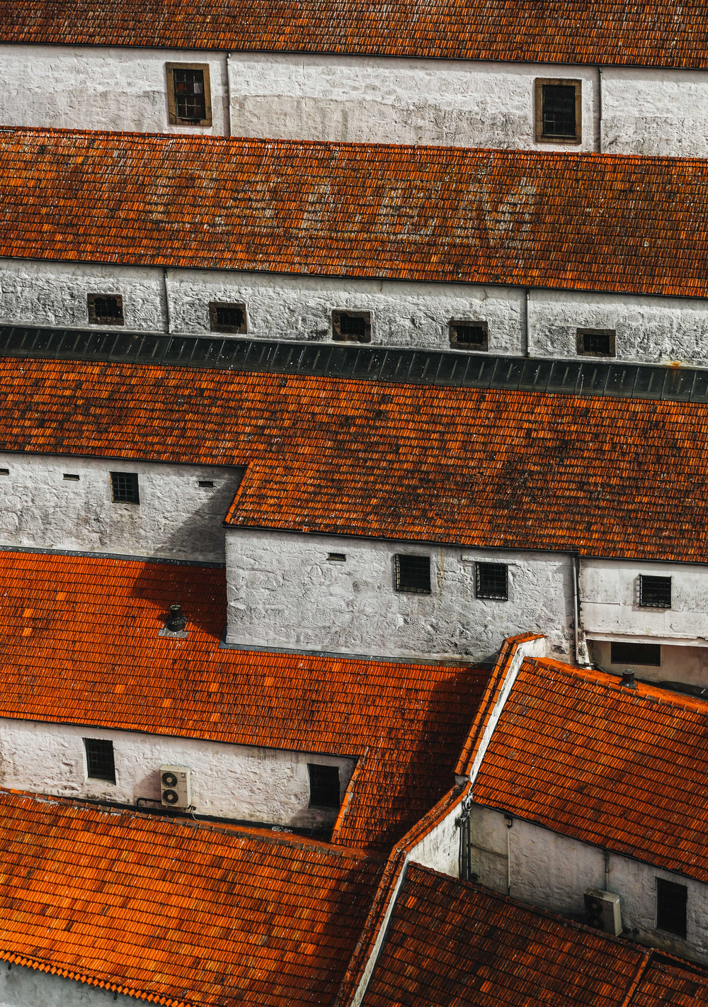 red  roofs and white walls