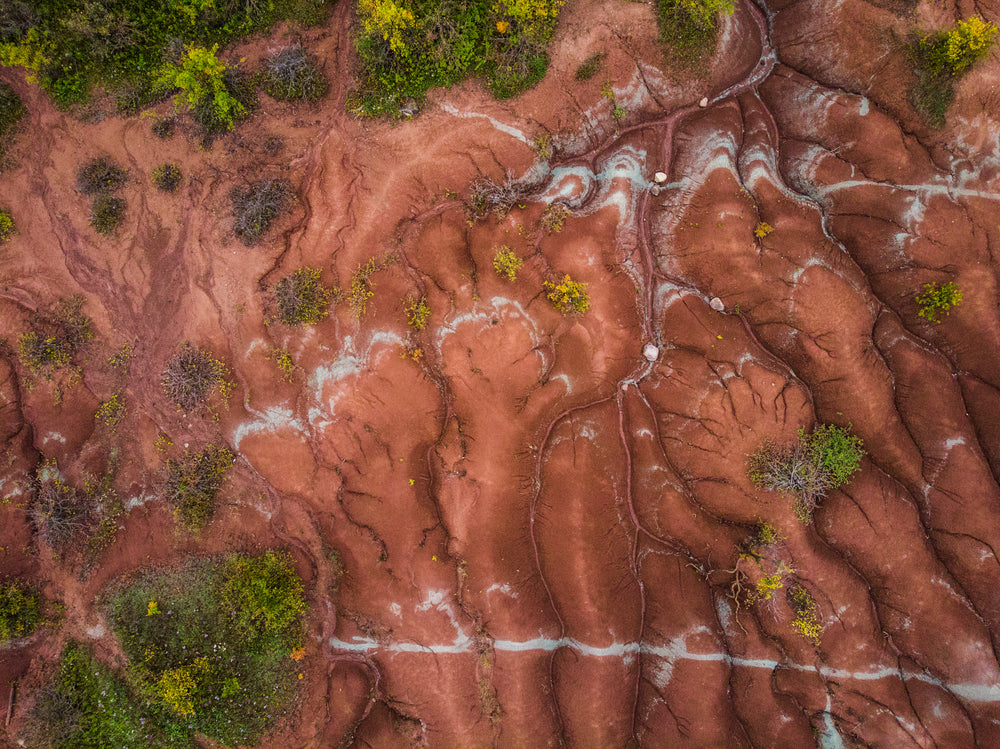 red sandy dunes landscape aerial