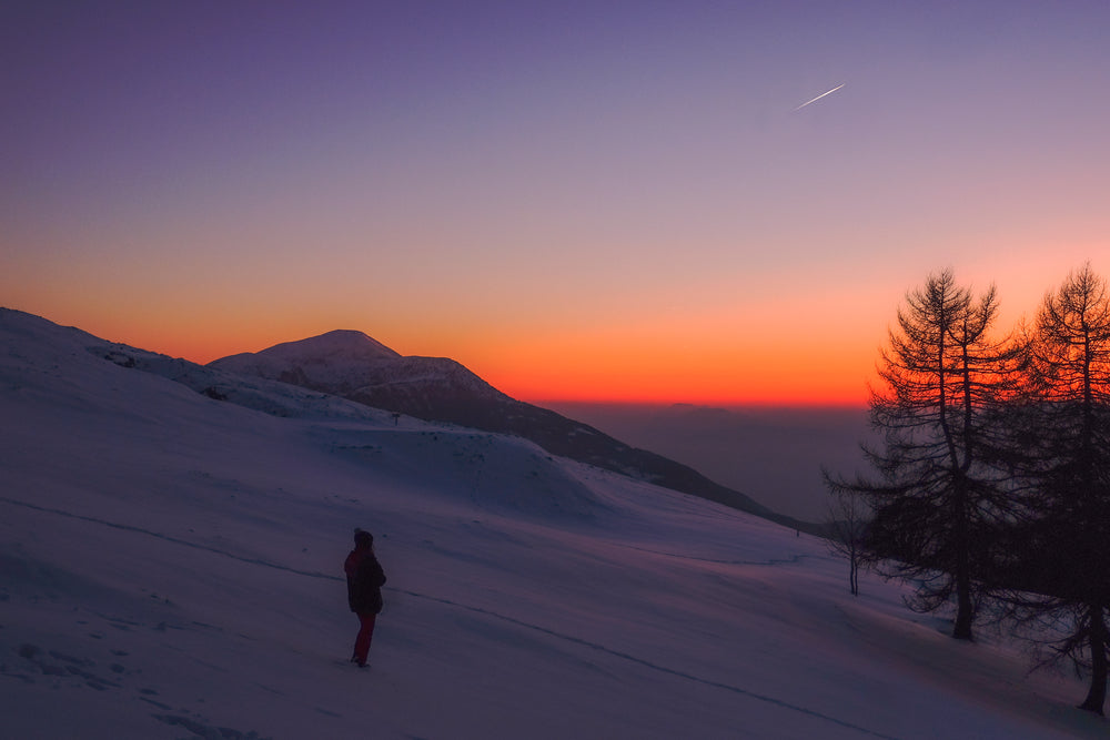 red sky and snow