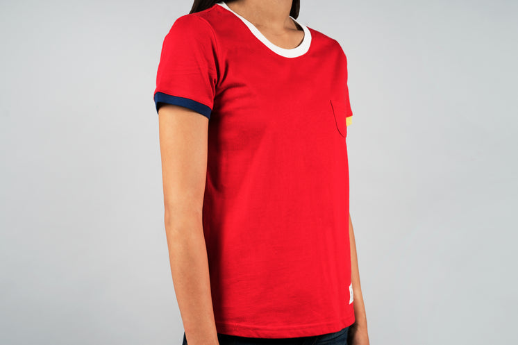 Red T Shirt With Colored Detail
