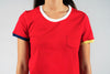 red tee with pocket