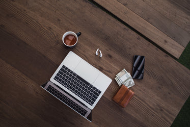 remote office setup flatlay