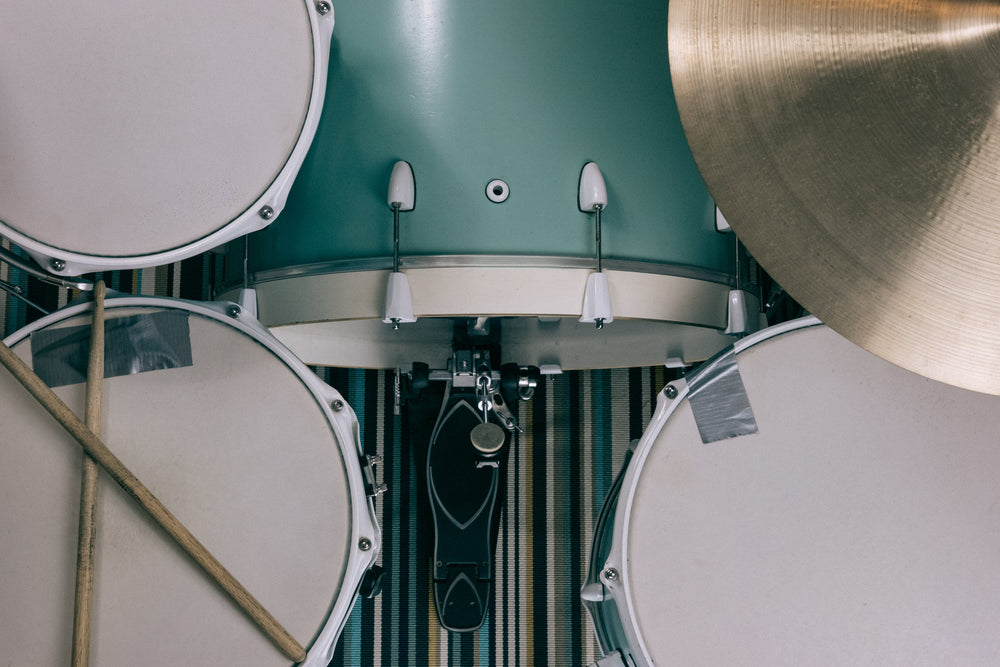 retro looking drumkit overhead