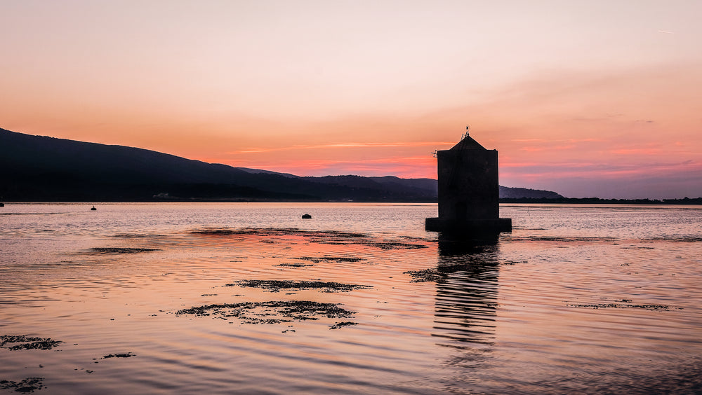 ripples on water at sunset