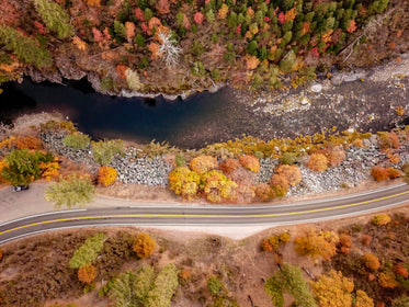 river flowing through autumn landscape