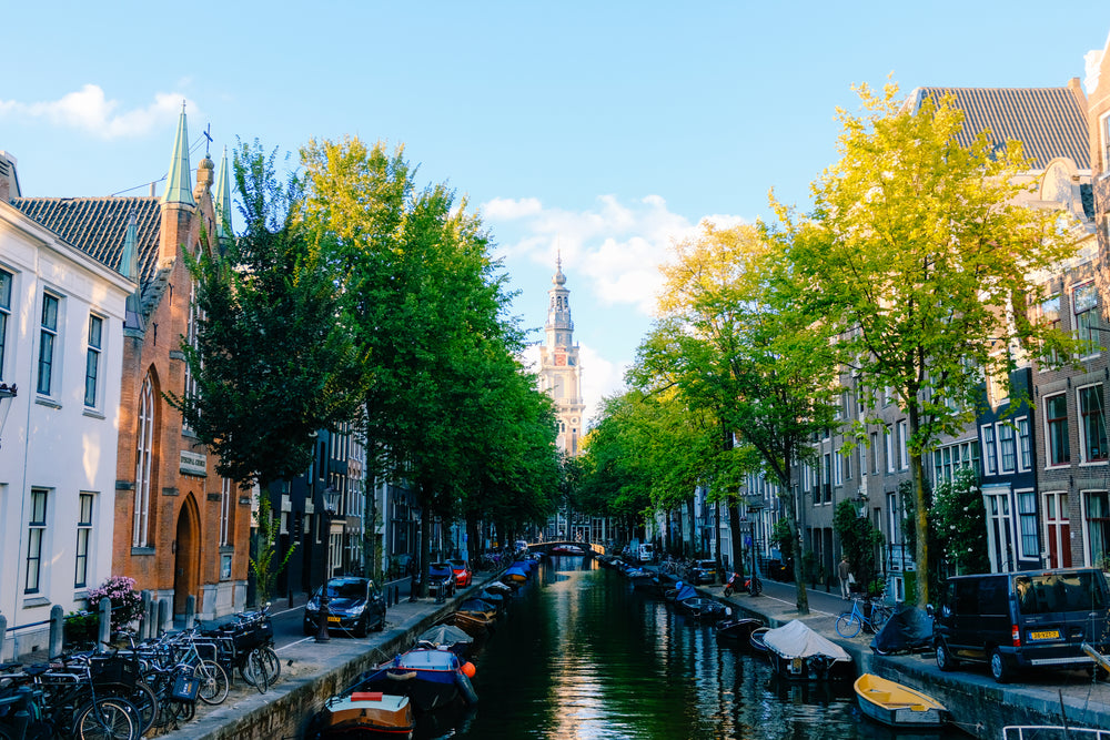 river leading to a tower