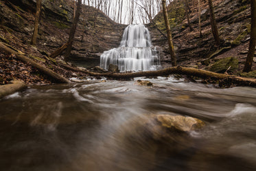 riverbed view of waterfall