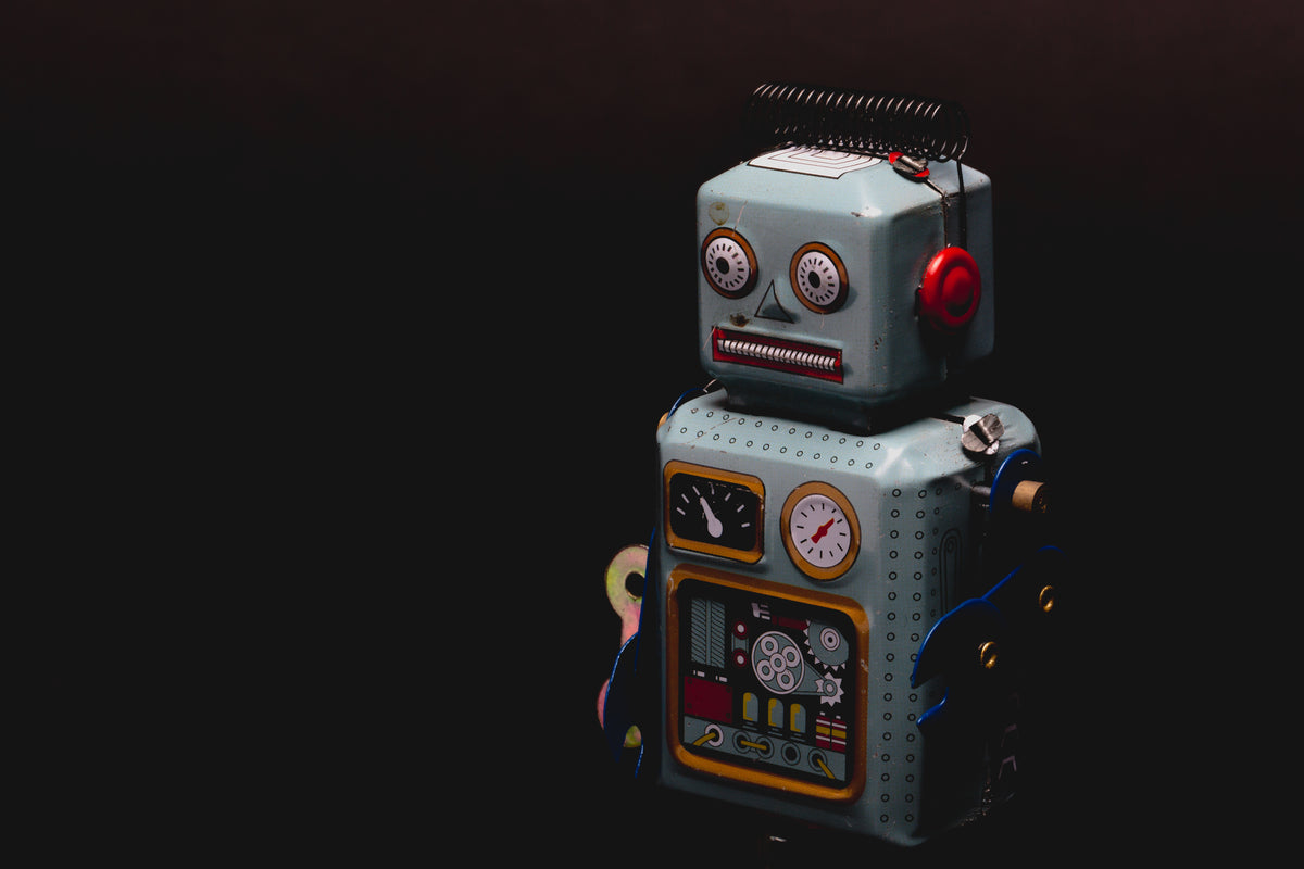 robot standing in dark