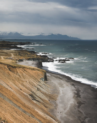 rocky atlantic beach trails down to sandy waterfront