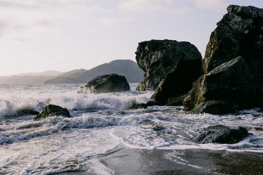 rocky california shore with waves