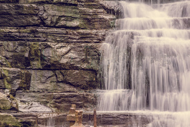 rocky edge and waterfall