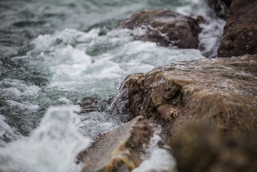 rocky shore with water