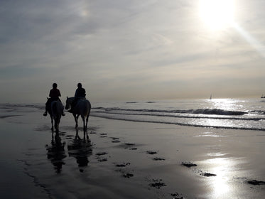 romantic horseback riding by ocean