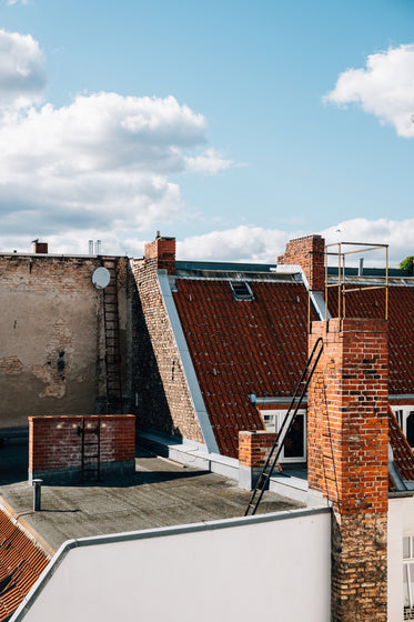 roof top with red brick on clear day