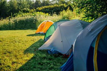 row of camping tents