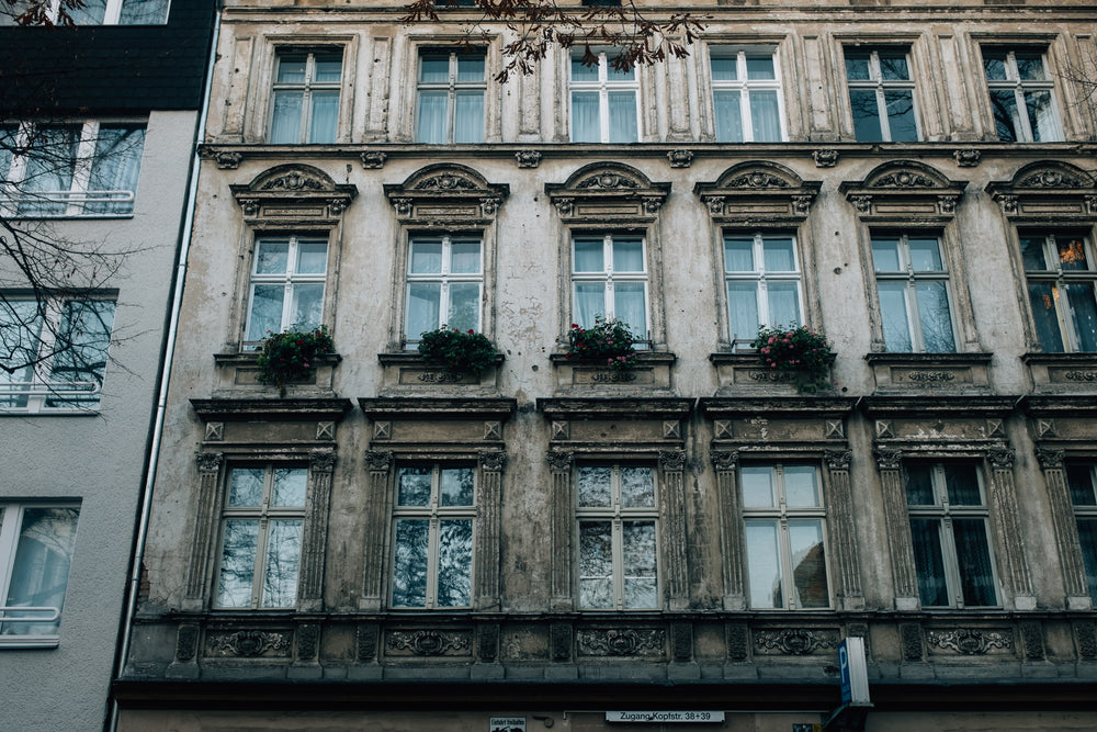 rows of reflecting windows