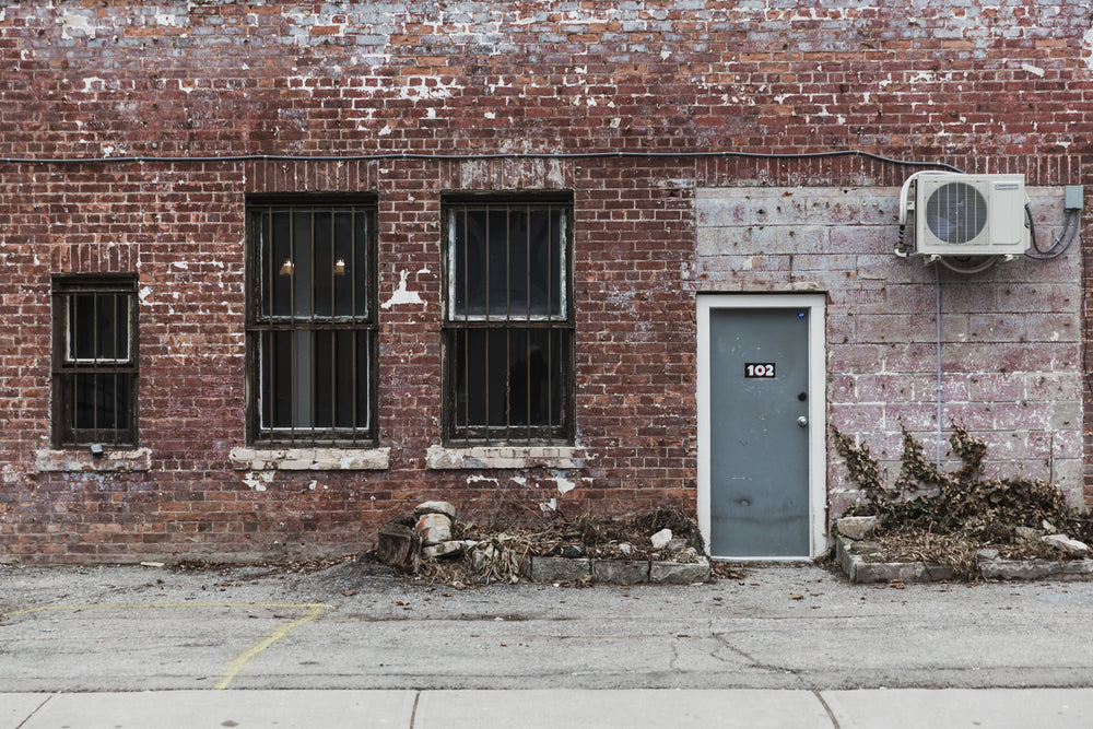 run down building doors and windows