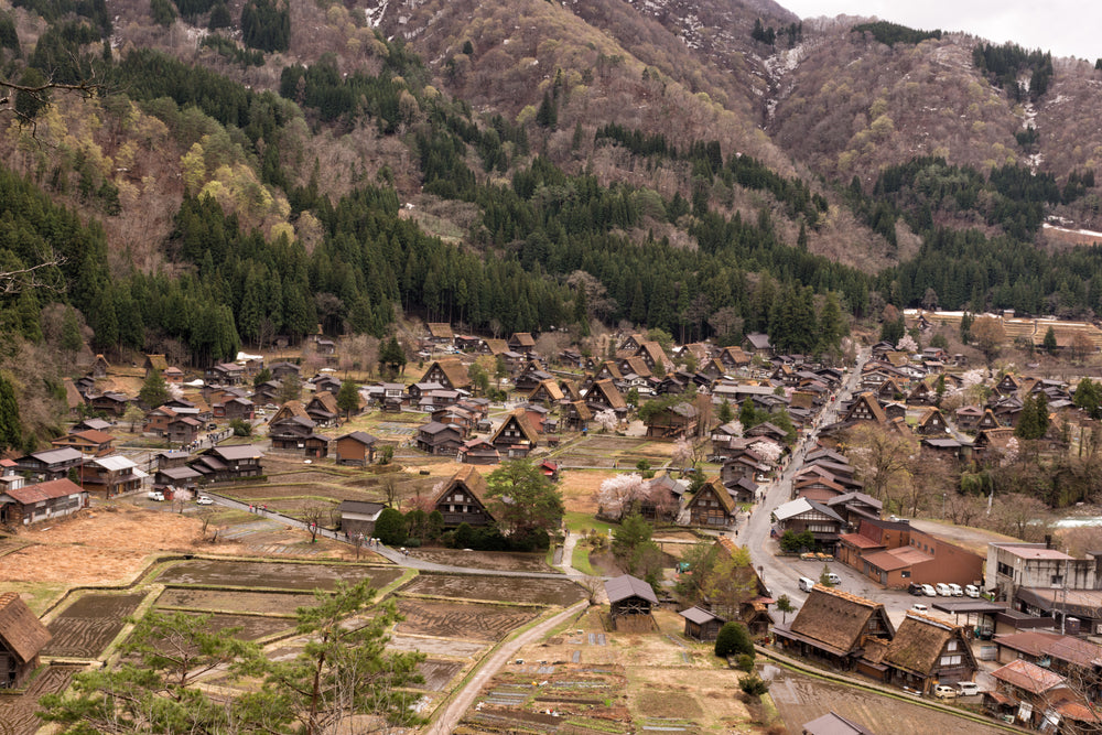 rural farming village in foothills