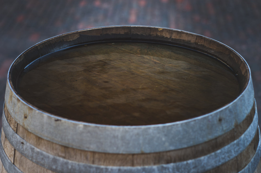 rustic aged wood barrel top