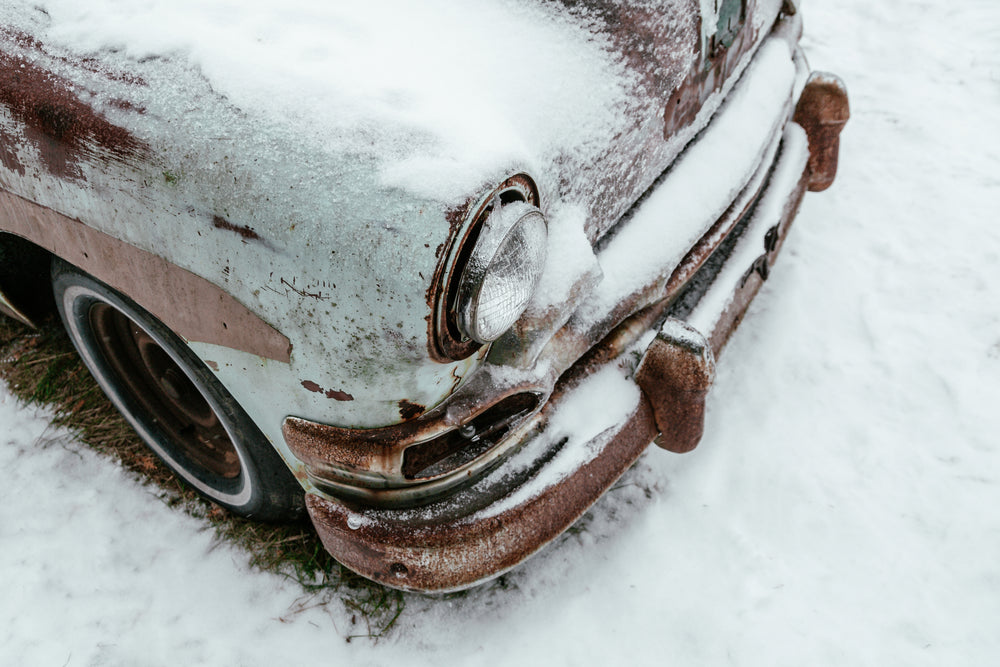 rusting bumper under snow