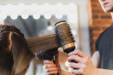 salon blow drying hair