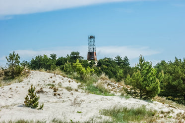 sand dunes and beach watch tower