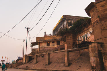 sandy building at sunset