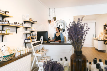 shop owner at desk