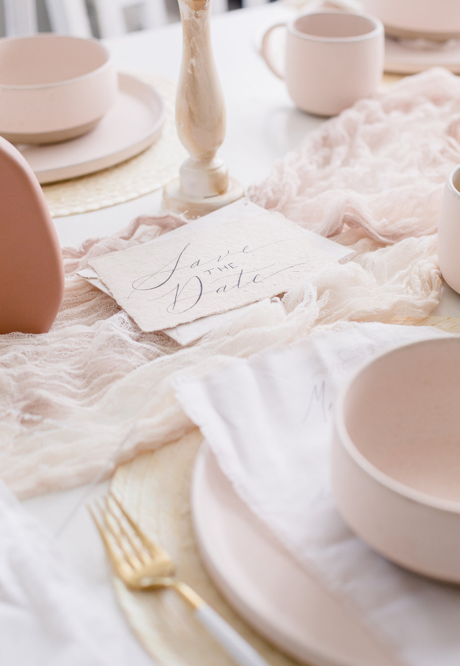 Date Table Setting Simple Picture of Save The Date Table Setting — Free Stock Photo