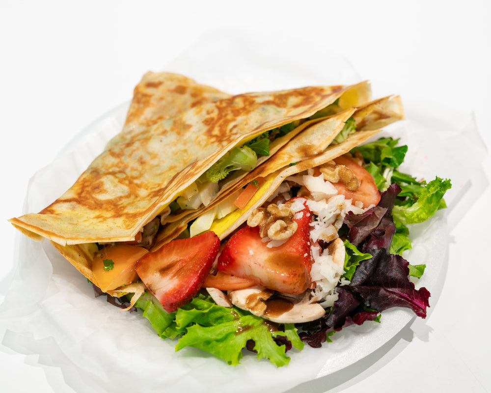 savory crepe with salad