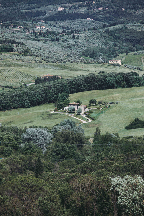 scattered houses on hillside