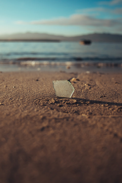 sea glass in the sand