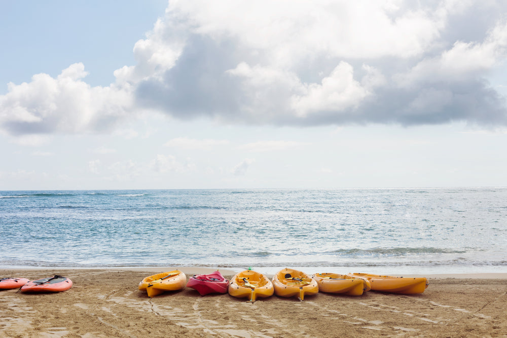 sea kayaks by ocean