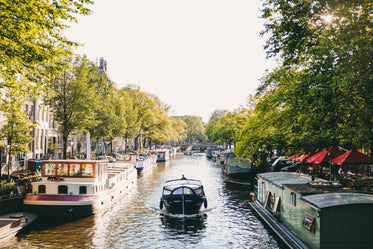 shaded canal in amsterdam