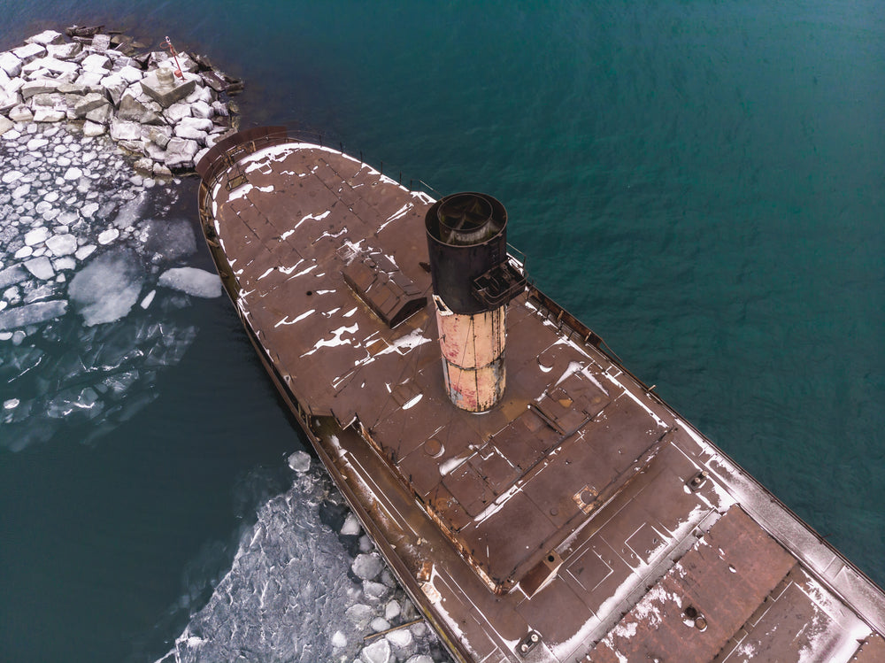 ship touches sea wall