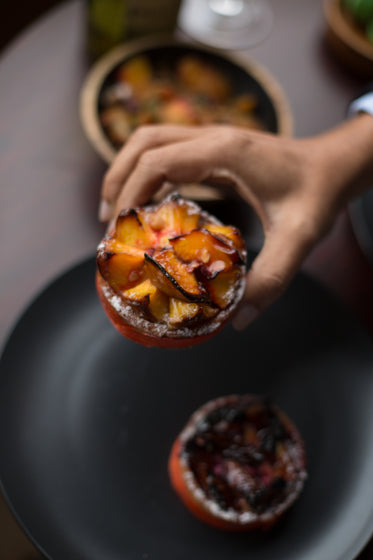 side dish placed on grey plate