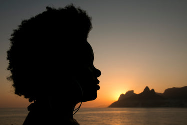 silhouette of a person with sunset behind them