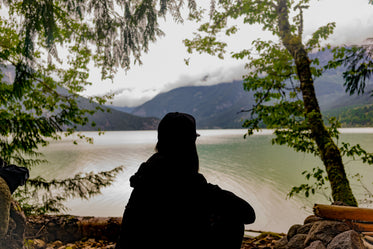 silhouette of a young person looking at the landscape