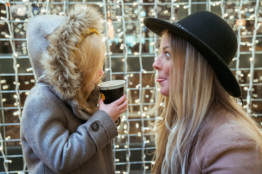 silly faces and hot cocoa