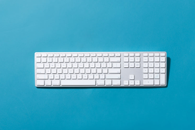 Silver Keyboard On Blue Background