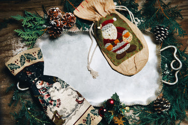 silver tray with christmas decorations