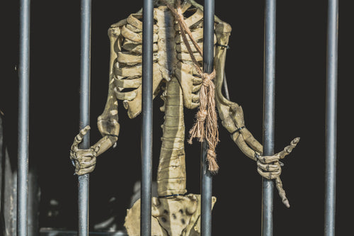 skeleton decoration in jail
